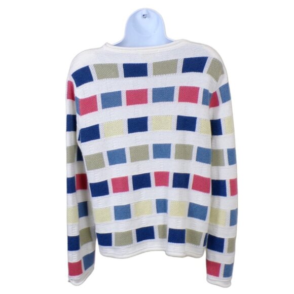 Christopher & Banks White Pastel Colorblock Cardigan Y2K 2005 Size M #127 - Picture 2 of 11